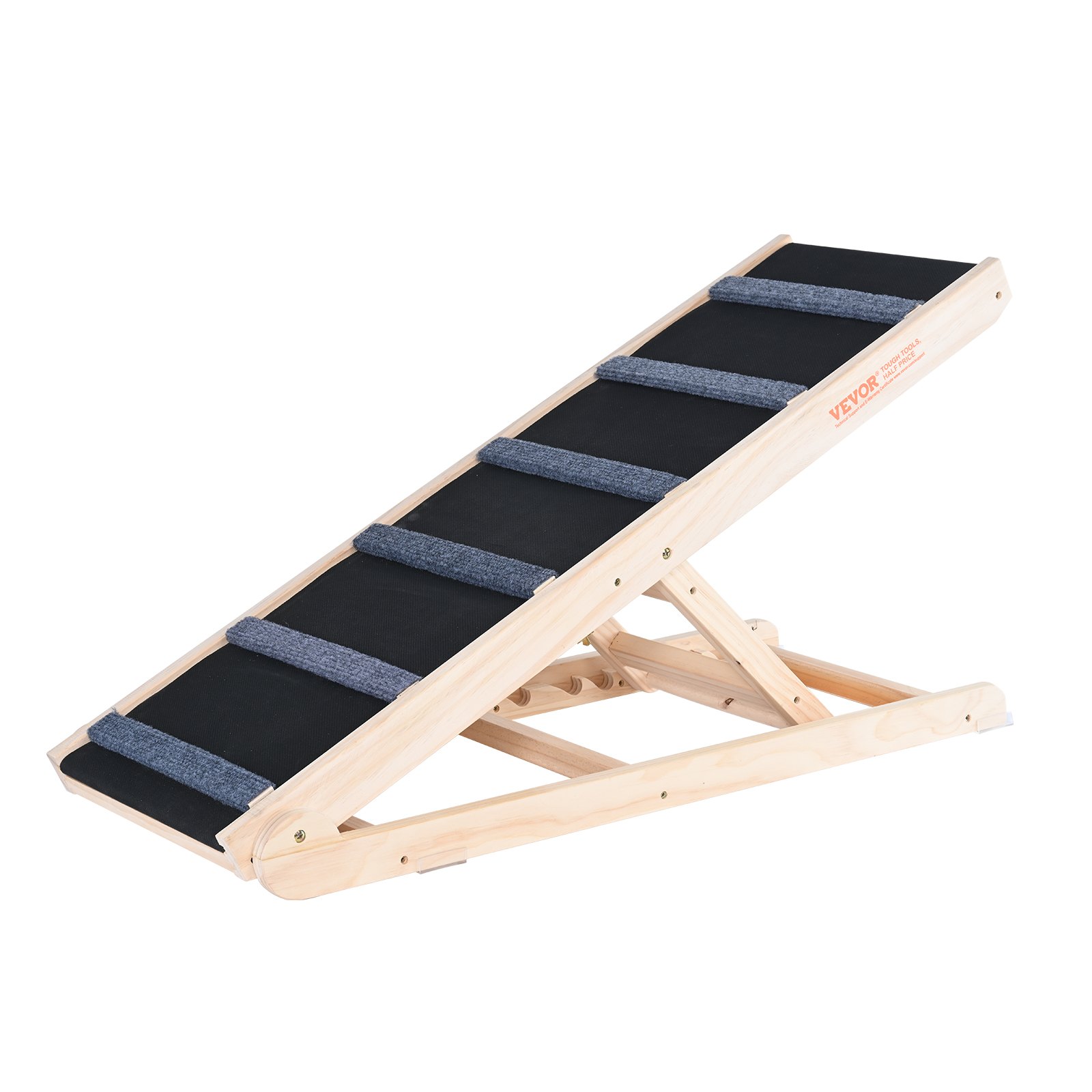 VEVOR Dog Ramp 1m Long Dog Stairs with 6 Crossbars Dog Car Ramp Made of Pine Wood Rubber Dog Entry Aid 6-Step Height Settings Pet Ramp Approx. 113kg Load Capacity for Large and Small Dogs