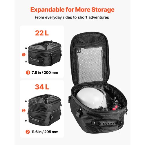 Borsa Posteriore Moto Espandibile 12-15L – Impermeabile Con Copertura, In Pelle, Per Sedile Posteriore - 5