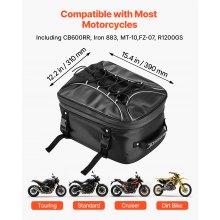 VEVOR Borsa Posteriore per Moto, Espandibile da 22 a 34 L con Copertura Antipioggia Impermeabile, Zaino Portaoggetti per Moto per Sport all'Aria Aperta, con Cinghie, Tasca e Cordino Elastico, Nero