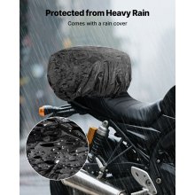 VEVOR Borsa Posteriore per Moto, Espandibile da 22 a 34 L con Copertura Antipioggia Impermeabile, Zaino Portaoggetti per Moto per Sport all'Aria Aperta, con Cinghie, Tasca e Cordino Elastico, Nero