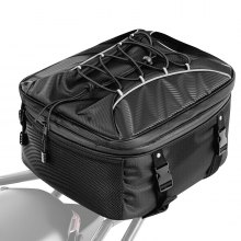 VEVOR Borsa Posteriore per Moto, Espandibile da 22 a 34 L con Copertura Antipioggia Impermeabile, Zaino Portaoggetti per Moto per Sport all'Aria Aperta, con Cinghie, Tasca e Cordino Elastico, Nero