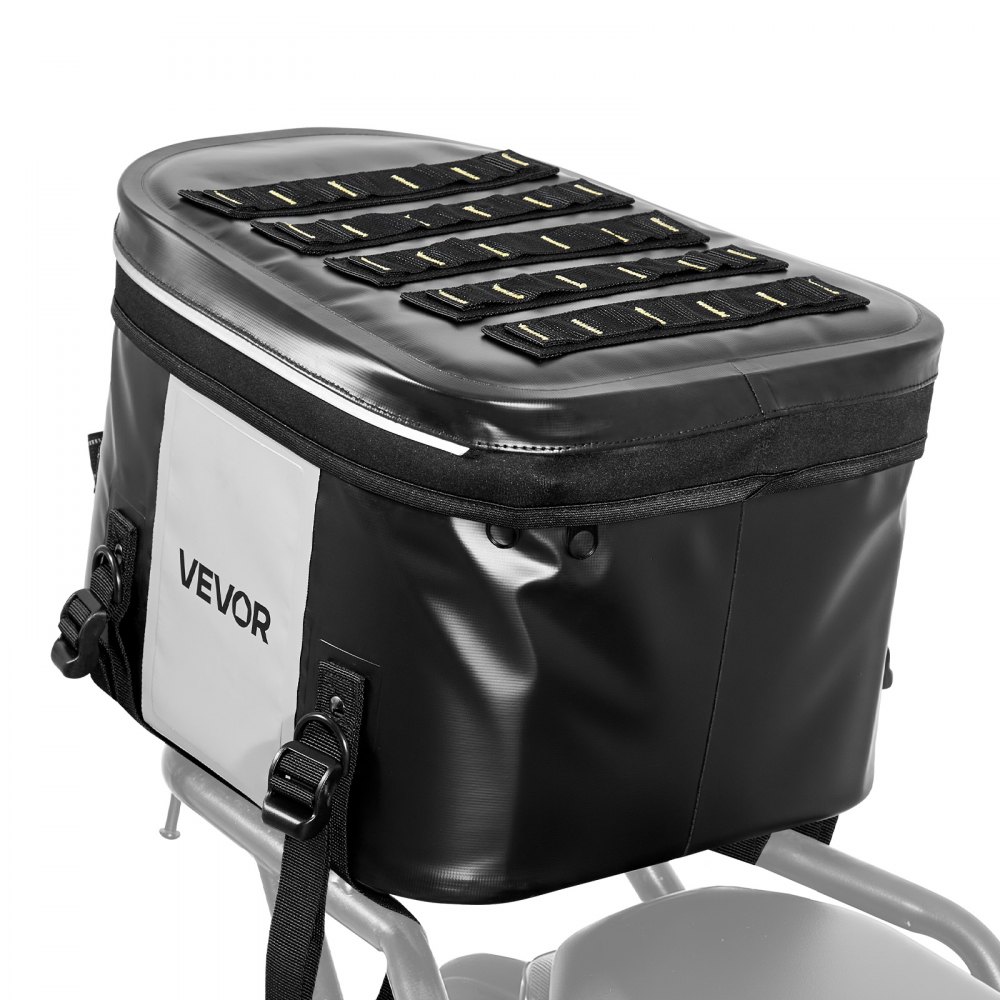 VEVOR Borsa Posteriore per Moto, Borsa da Sella Posteriore da 28 L con Tessuto Impermeabile, per Bagagli da Moto Sport all'Aria Aperta con Tasca e Fibbia Regolabile, Portapacchi Universali, Nero