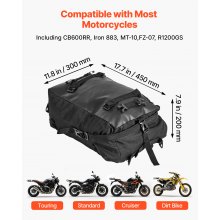 VEVOR Borsa Posteriore per Moto, Borsa da Sella Posteriore in Tessuto da 30 L con Copertura Impermeabile, per Bagagli da Moto Sport all'Aria Aperta con Spallacci, Portapacchi Universali, Nero