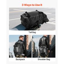 VEVOR Borsa Posteriore per Moto, Borsa da Sella Posteriore in Tessuto da 30 L con Copertura Impermeabile, per Bagagli da Moto Sport all'Aria Aperta con Spallacci, Portapacchi Universali, Nero