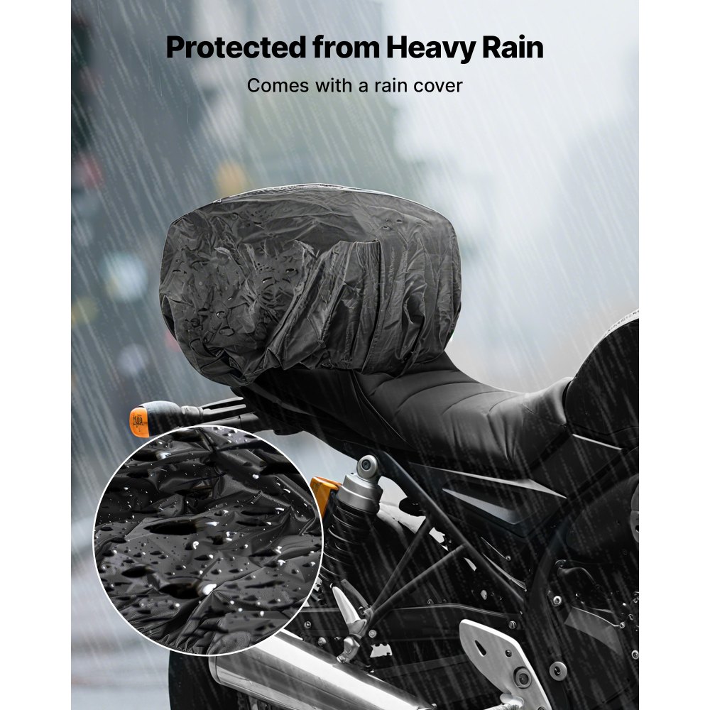 VEVOR Borsa Posteriore per Moto, Espandibile da 40 a 60L con Copertura Antipioggia Impermeabile, Pieghevole per Bagagli Sportivi all'Aria Aperta, con Tracolle, Tasca e Cordino Elastico, Nero