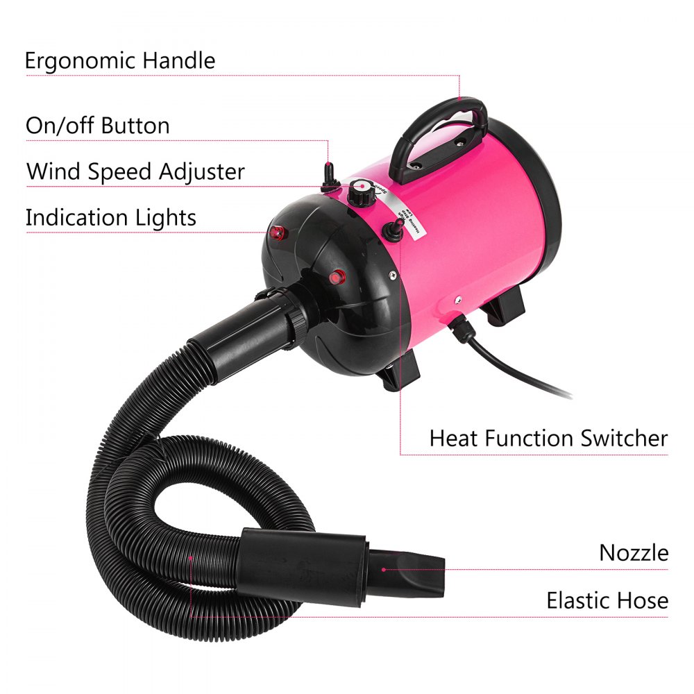 Phon Soffiatore per Cani Gatti 2800W Asciugacapelli Animali Domestici Grooming