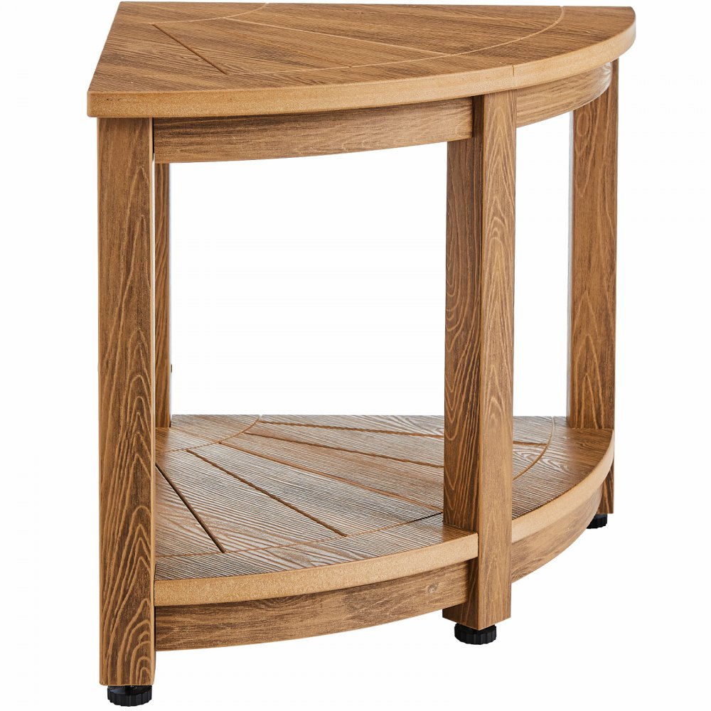 VEVOR Panca Doccia Angolare, Altezza 470mm Raggio 450mm Polistirene con Grana del Legno Finto, 158,75 kg con Ripiano, Resistente Acqua, Sgabello da Doccia per Doccia Interna Esterna, per Bagno
