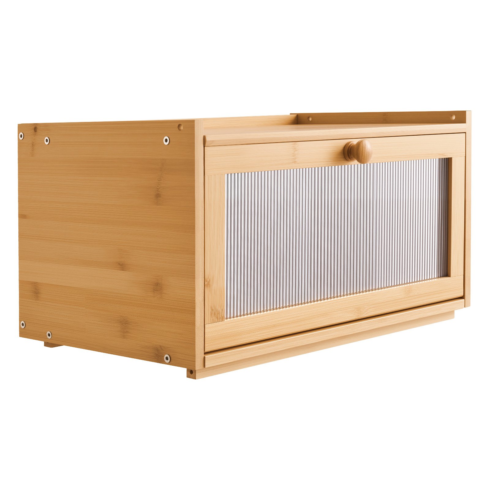 VEVOR Contenitore per Pane da Cucina 400 x 250 x 220 mm Contenitore per Pagnotta in Legno di Bambù per Pane Fatto in Casa, con Pannello Porta in Acrilico Ondulato, Forma di Rettangolo