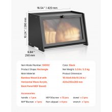 VEVOR Contenitore per Pane da Cucina in Legno 420 x 250 x 260 mm Trapezoidale