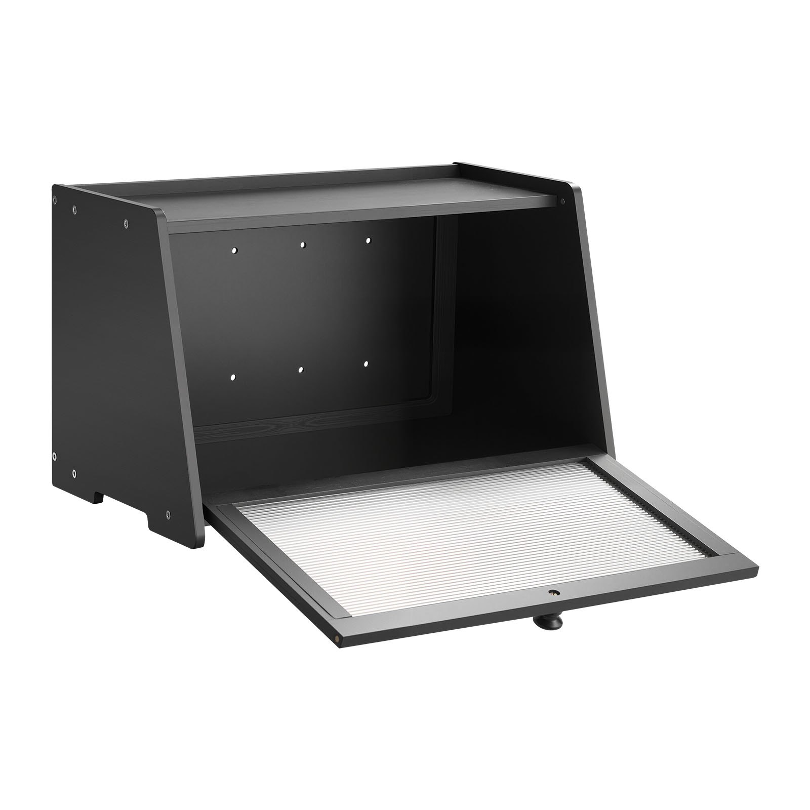 VEVOR Contenitore per Pane da Cucina 420 x 250 x 260 mm Contenitore per Pagnotta in Legno di Bambù per Pane Fatto in Casa, con Pannello Porta in Acrilico Ondulato, Forma di Trapezoidale, Nero