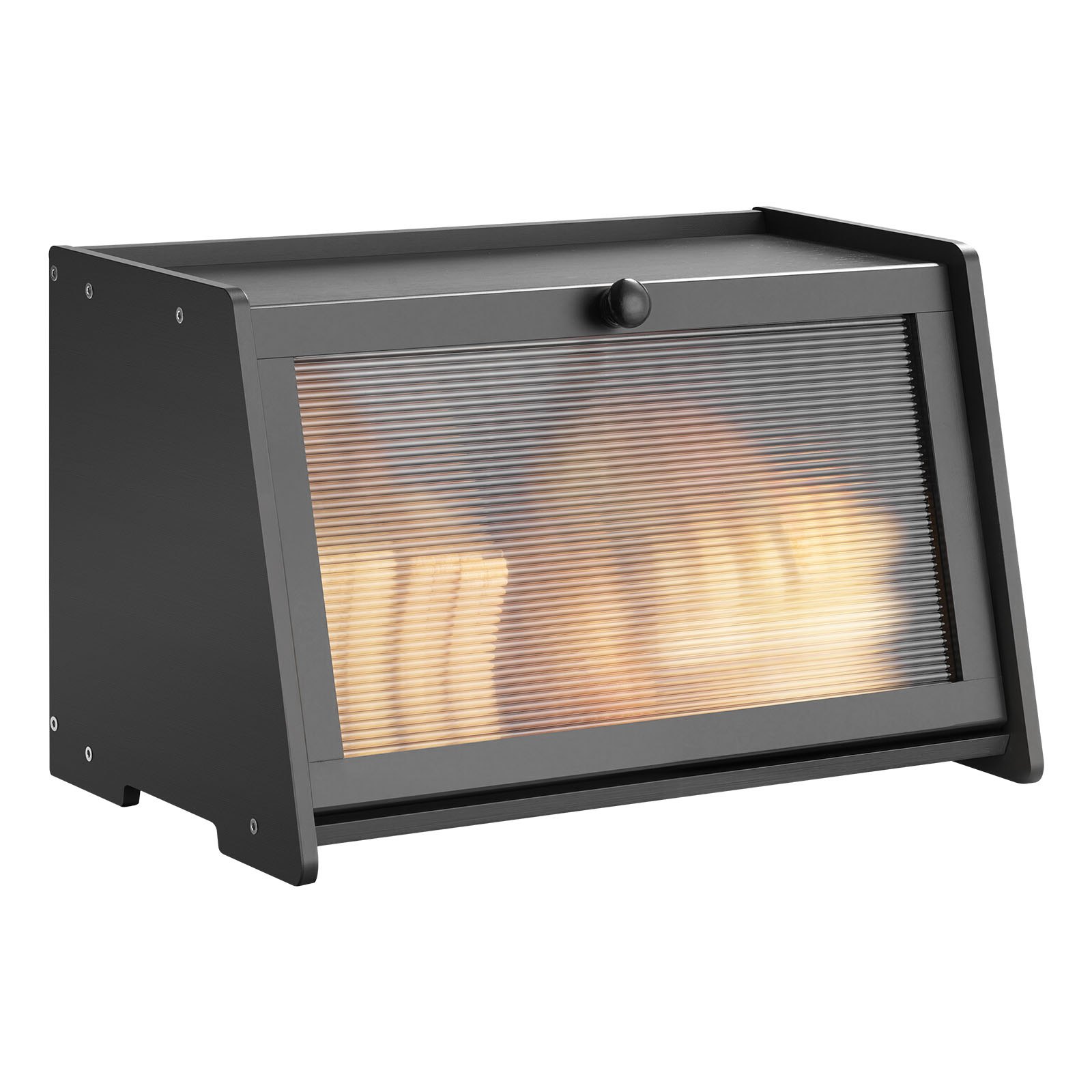 VEVOR Contenitore per Pane da Cucina 420 x 250 x 260 mm Contenitore per Pagnotta in Legno di Bambù per Pane Fatto in Casa, con Pannello Porta in Acrilico Ondulato, Forma di Trapezoidale, Nero