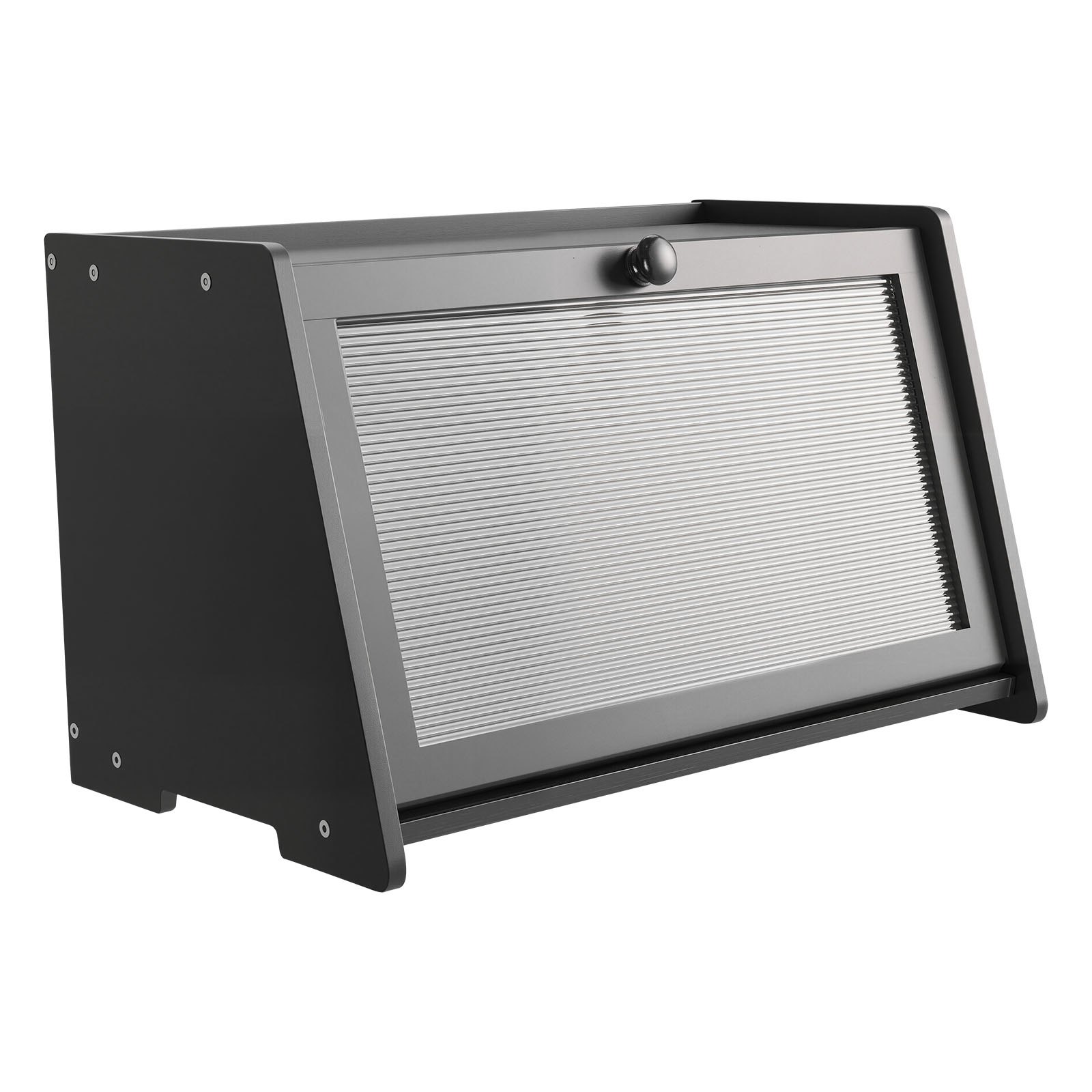 VEVOR Contenitore per Pane da Cucina 420 x 250 x 260 mm Contenitore per Pagnotta in Legno di Bambù per Pane Fatto in Casa, con Pannello Porta in Acrilico Ondulato, Forma di Trapezoidale, Nero