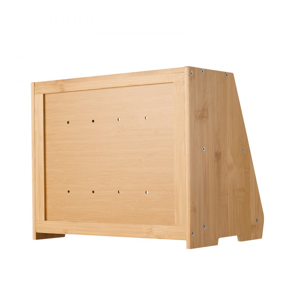 VEVOR Contenitore per Pane a Doppio Strato per Bancone della Cucina 390 x 260 x 320 mm Contenitore per Pagnotta in Legno di Bambù per Pane Fatto in Casa, con Pannello Porta in Acrilico Ondulato