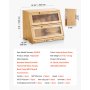 VEVOR Contenitore per Pane a Doppio Strato per Bancone della Cucina 390 x 260 x 320 mm Contenitore per Pagnotta in Legno di Bambù per Pane Fatto in Casa, con Pannello Porta in Acrilico Ondulato