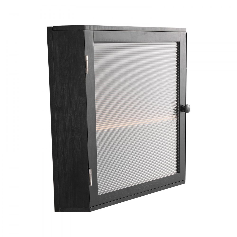 VEVOR Contenitore per Pane Angolare a Doppio Strato 320 x 320 x 425 mm Contenitore per Pagnotta in Legno di Bambù per Pane Fatto in Casa, con Pannello Porta in Acrilico Ondulato, Nero