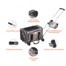 VEVOR Trasportino per Cani e Gatti Approvato dalla Compagnia Aerea, Carico Massimo 11,3 kg Borsa per Animali Domestici con Maniglia Telescopica con Ruote, Tessuto Oxford 600D, Cerniera Autobloccante