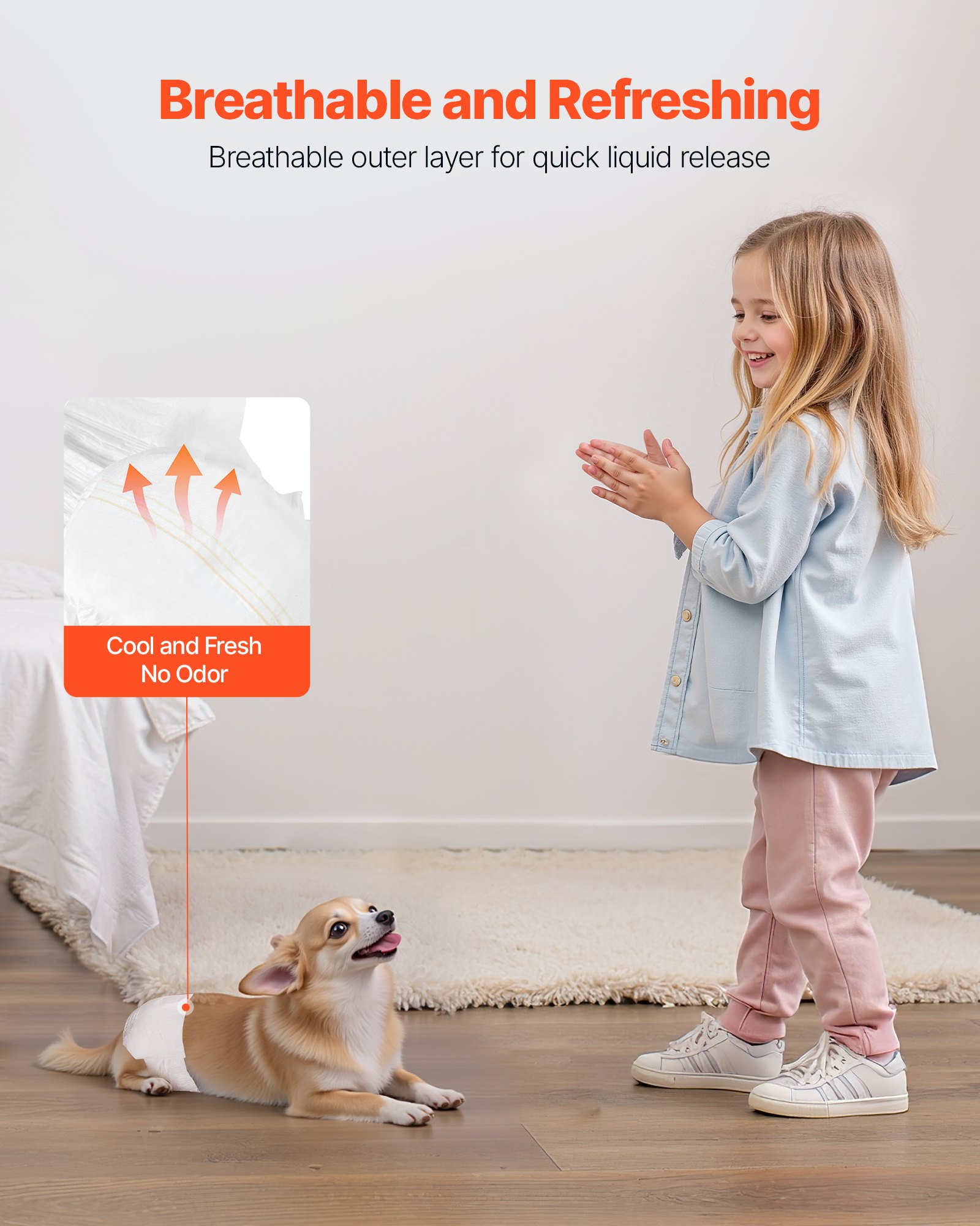 VEVOR Pannolini Monouso per Cani, Super Assorbenti per Cani Femmine, Pannolini a Prova di Perdite a 360° con Indicatore di Umidità per Addestramento, XS, 96 Pezzi, 2 Confezioni da 48