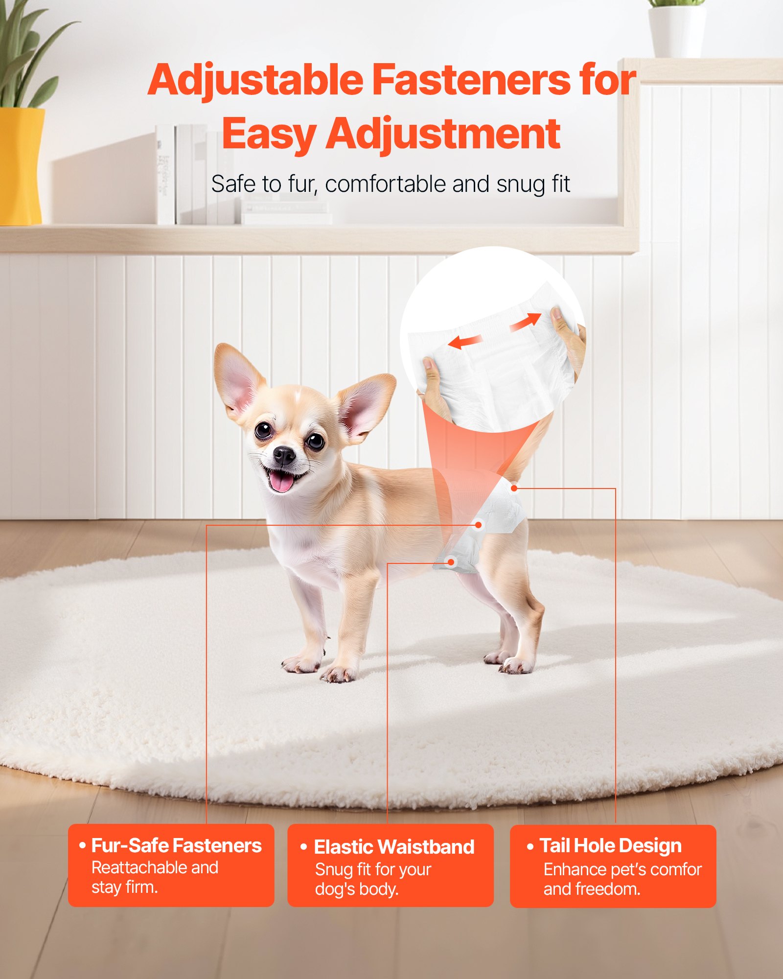 VEVOR Pannolini Monouso per Cani, Super Assorbenti per Cani Femmine, Pannolini a Prova di Perdite a 360° con Indicatore di Umidità per Addestramento, XS, 96 Pezzi, 2 Confezioni da 48