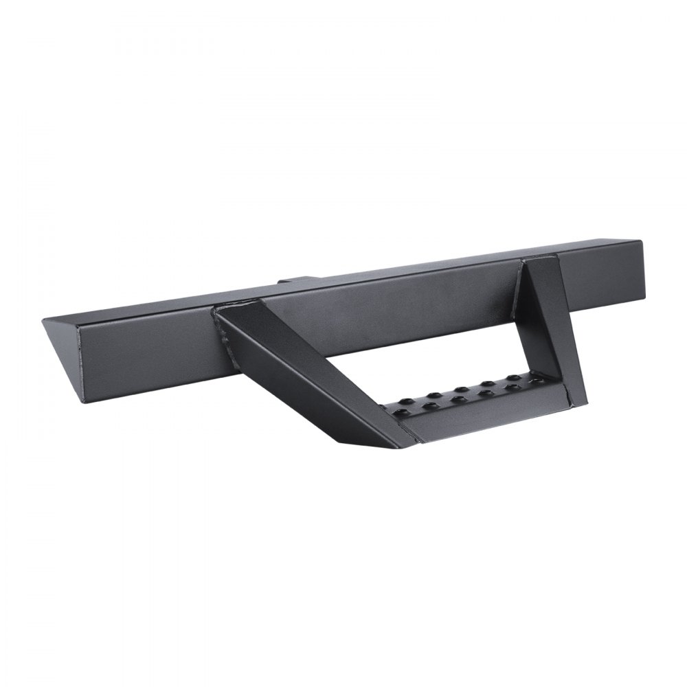 VEVOR trailer hitch step for 2-inch receivers, heavy-duty steel construction with 300 lb load capacity, rear bumper guard with pin lock and stabilizer, universal fit for trucks, SUVs, pickups, and trailers