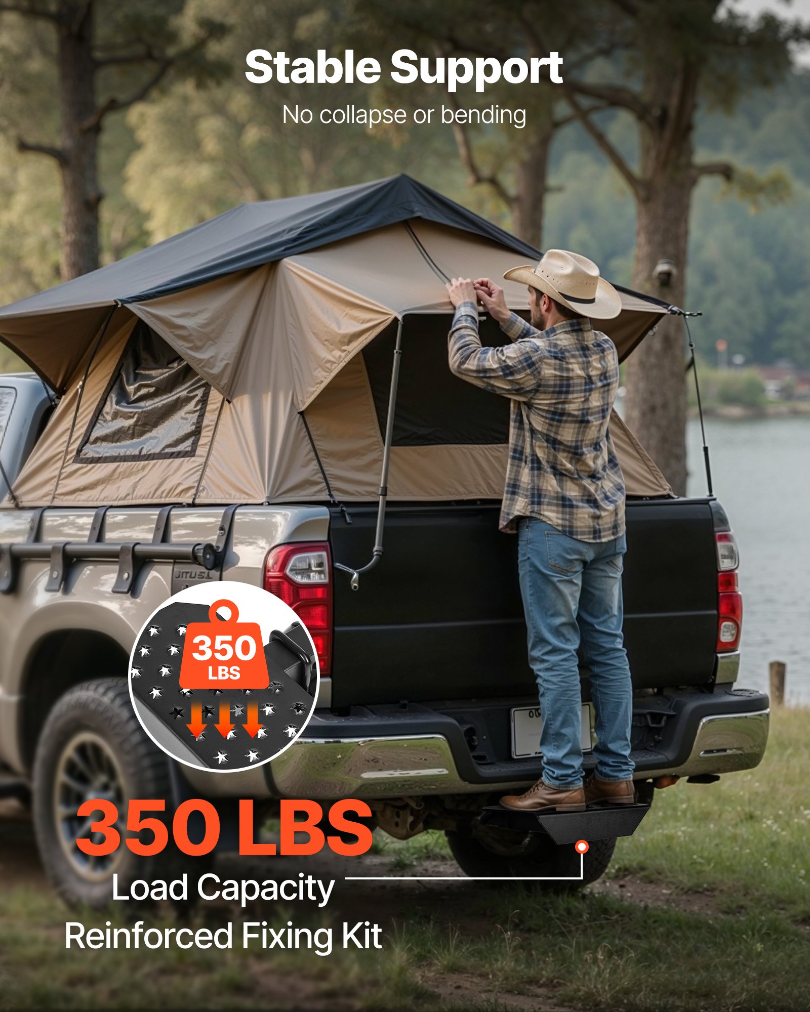 VEVOR Pedana per Gancio di Traino per Ricevitori da 50,8 mm, Modello T con Capacità di Carico di 158,7 kg, Gradino Antiscivolo con Set di Perni e Stabilizzatore, per Camion, SUV e Rimorchi