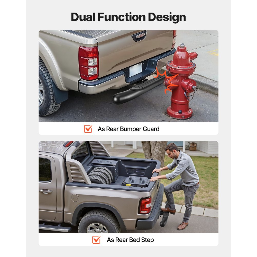 VEVOR Hitch Step for 5 cm Receiver, Universal Rear Bumper Guard Protector with 159 kg Load Capacity, Non-Slip Tow Hitch Step with Pin Kit and Stabilizer, Fit for Truck, SUV, Pickup, Trailer