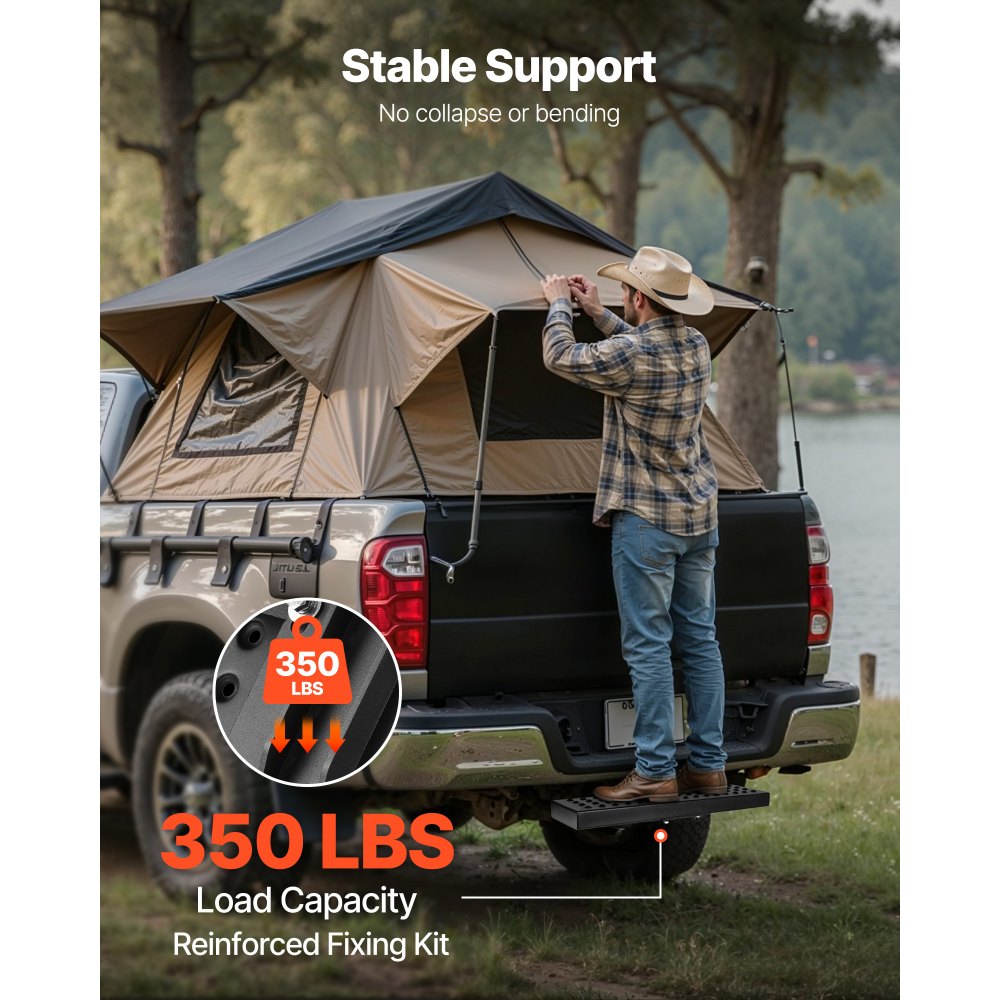 VEVOR Hitch Step for 5 cm Receiver, Universal Rear Bumper Guard Protector with 159 kg Load Capacity, Wide & Non-Slip Tow Hitch Step with Pin Kit and Stabilizer, Fit for Pickup, Trailer, Truck, SUV