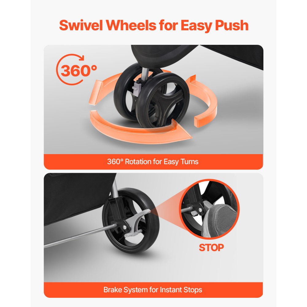 VEVOR Passeggino Pieghevole per Animali Domestici, Passeggino per Cani a 3 Ruote con Freni, Capacità di Peso di 16 kg, con Finestre in Rete Traspirante e Portabicchieri per Piccoli Cani Gatti