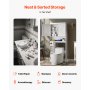 VEVOR Mobiletto Portaoggetti Sopra WC 1713 x 815 x 195 mm Organizzatore per Bagno, Capacità di Carico di 30 kg con Doppia Anta e Ripiano Regolabile, Mobile da Bagno con Ripiano Aperto, Bianco
