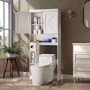 VEVOR Mobiletto Portaoggetti Sopra WC 1713 x 815 x 195 mm Organizzatore per Bagno, Capacità di Carico di 30 kg con Doppia Anta e Ripiano Regolabile, Mobile da Bagno con Ripiano Aperto, Bianco