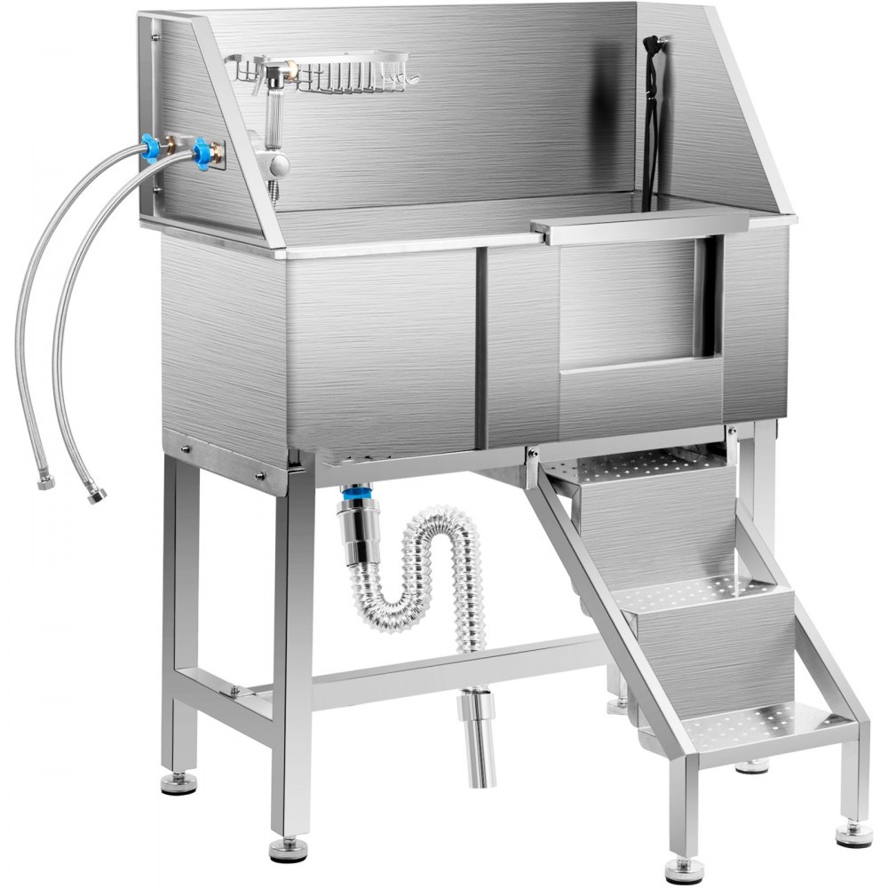 VEVOR Toelettatura per Cani e Animali, Vasca da Bagno Doccia Animale Domestico 86,8x46,7x110,4 cm Porta Scorrevole a Destra, Bagno per Cani con Accessori Uso in Ospedale e Salone per Animali