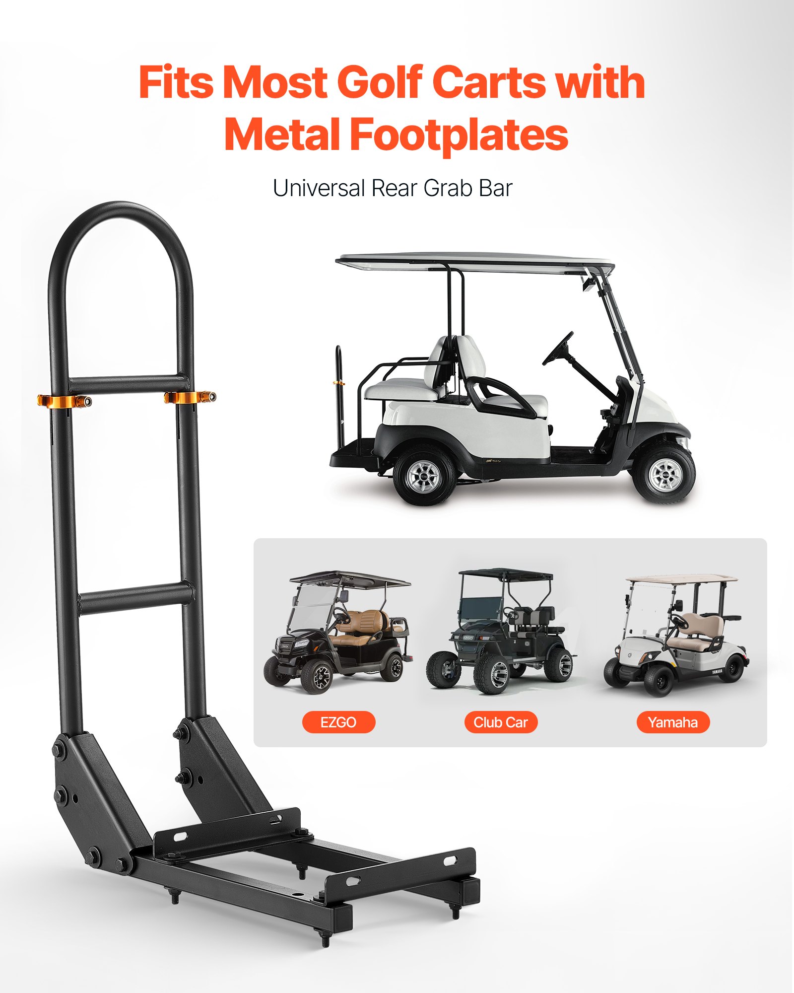 VEVOR Maniglie del Carrello da Golf 450 x 235 x 905 mm Maniglione Sicurezza del Carrello da Golf, Nessuna Modifica Necessaria, Barra di Sostegno per Sedile Posteriore in Acciaio al Carbonio