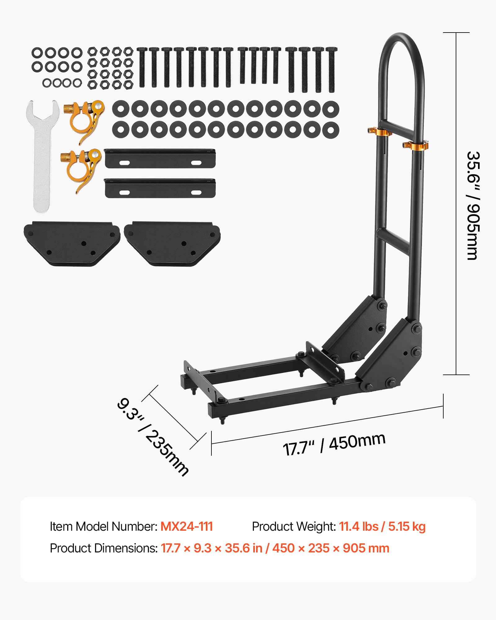 VEVOR Maniglie del Carrello da Golf 450 x 235 x 905 mm Maniglione Sicurezza del Carrello da Golf, Nessuna Modifica Necessaria, Barra di Sostegno per Sedile Posteriore in Acciaio al Carbonio