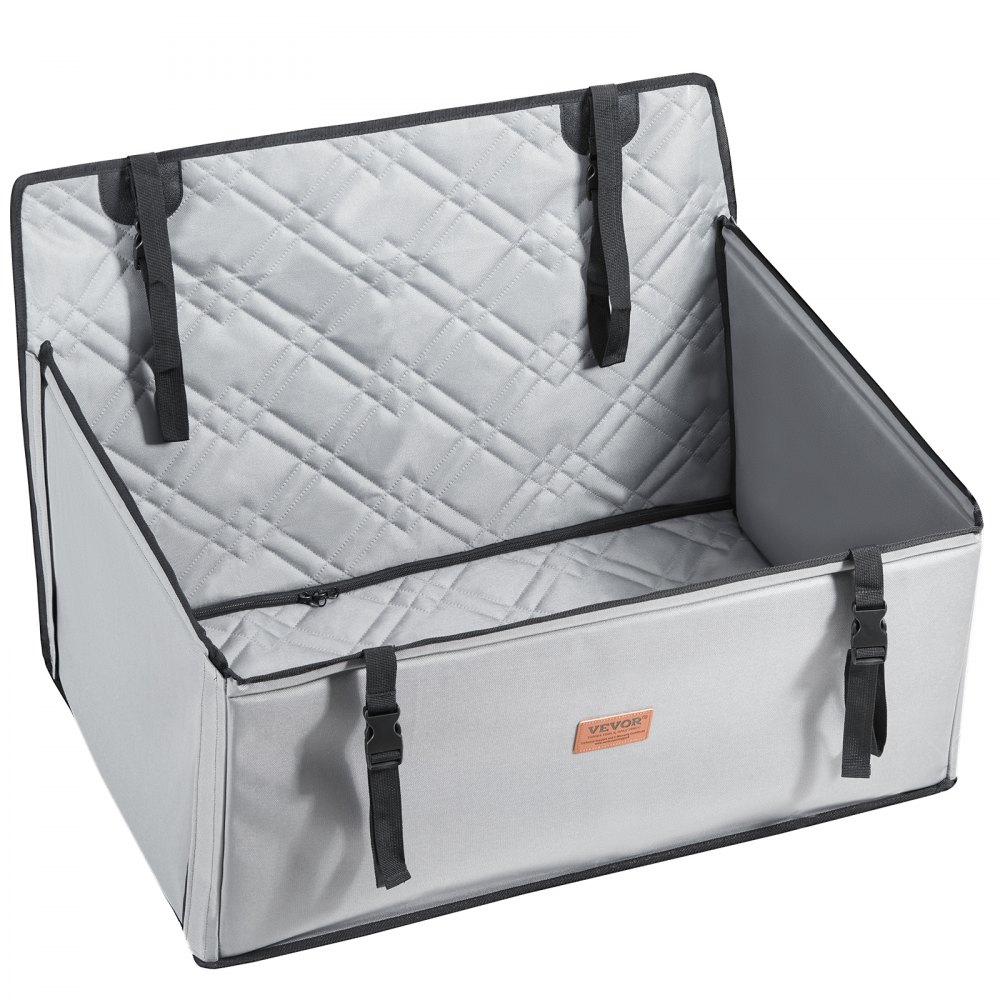 VEVOR Seggiolino Auto per Cani Taglia Piccola, Media e Grande 22 kg, Rialzo per Cani Impermeabile, con Telaio di Supporto, Guinzaglio di Sicurezza a Clip, Letto da Auto per Animali Domestici, Grigio