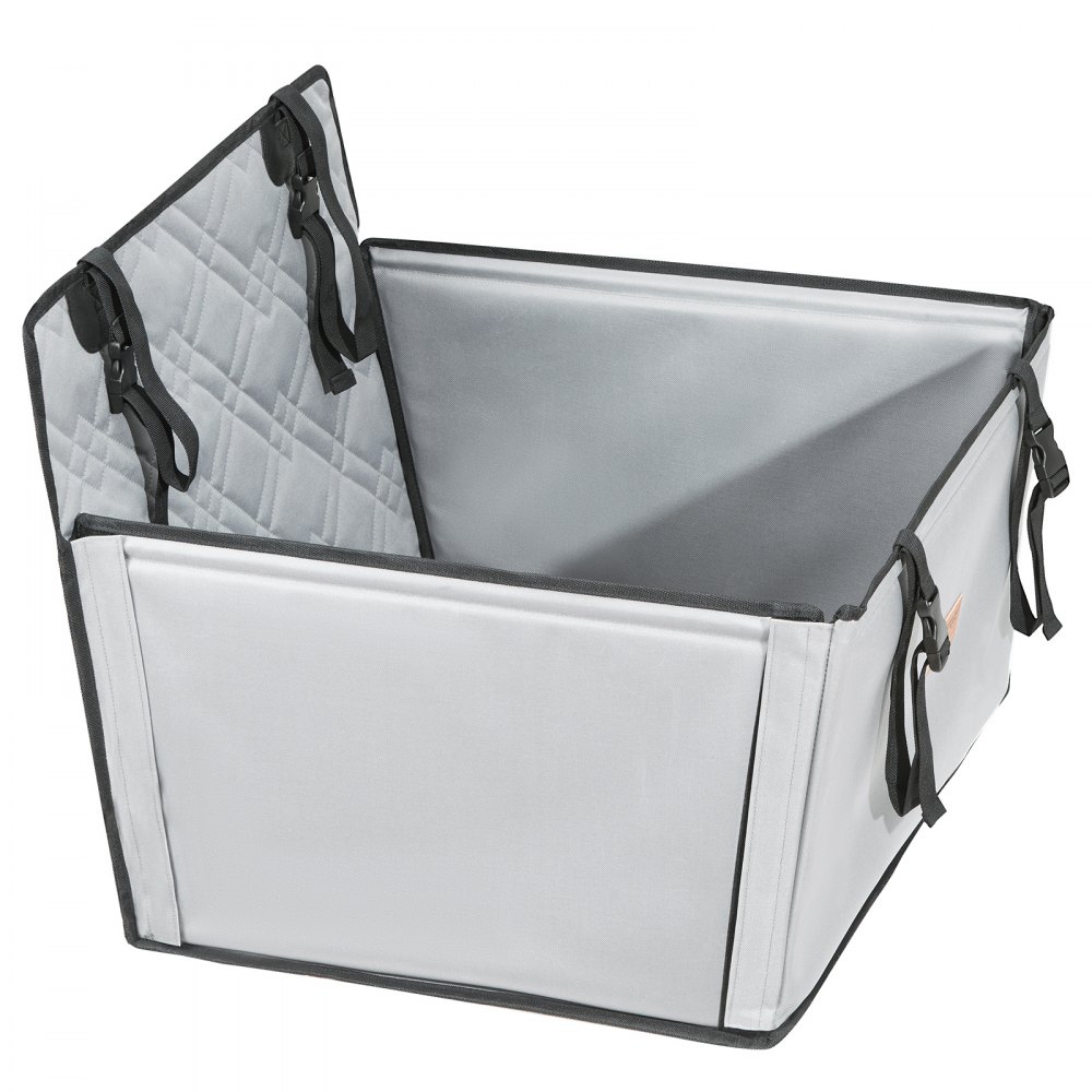 VEVOR Seggiolino Auto per Cani Taglia Piccola, Media e Grande, Carico max. 18kg, Seggiolino Auto per Cani Impermeabile, Guinzaglio di Sicurezza con Clip, Letto per Auto per Animali Domestici, Grigio