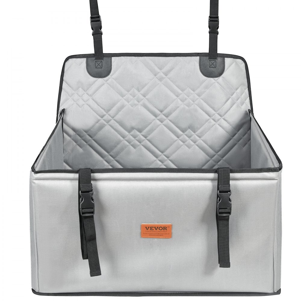 VEVOR Seggiolino Auto per Cani Taglia Piccola, Media e Grande, Carico max. 18kg, Seggiolino Auto per Cani Impermeabile, Guinzaglio di Sicurezza con Clip, Letto per Auto per Animali Domestici, Grigio