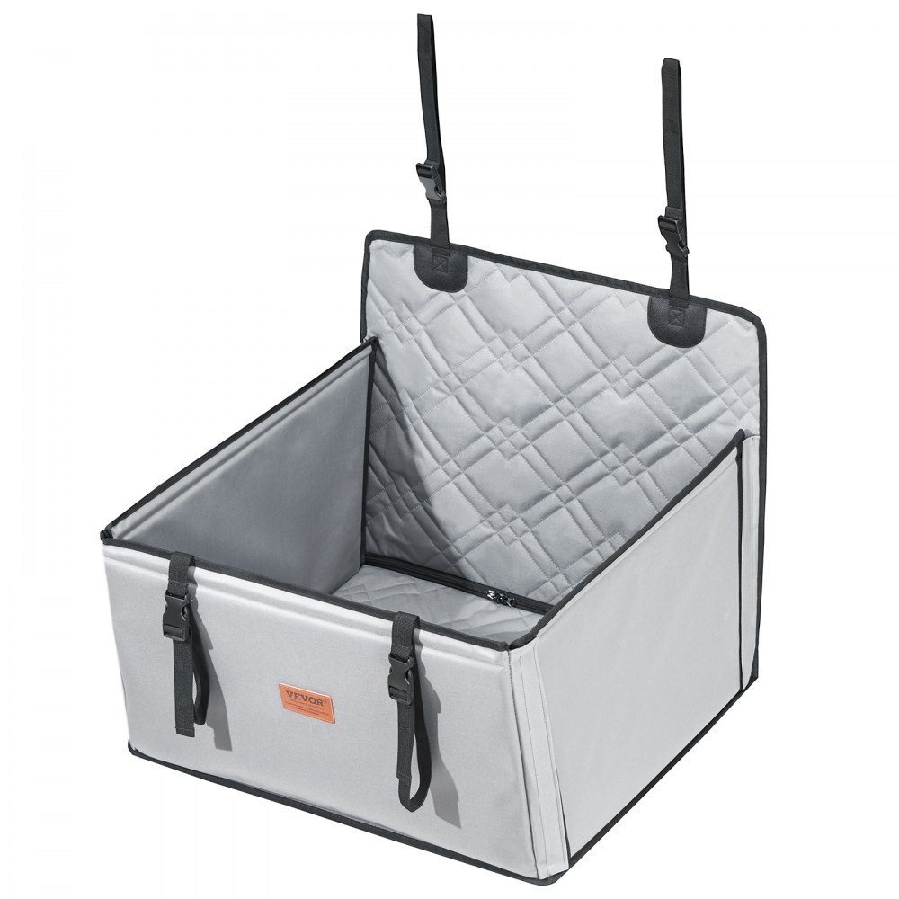 VEVOR Seggiolino Auto per Cani Taglia Piccola, Media e Grande, Carico max. 18kg, Seggiolino Auto per Cani Impermeabile, Guinzaglio di Sicurezza con Clip, Letto per Auto per Animali Domestici, Grigio
