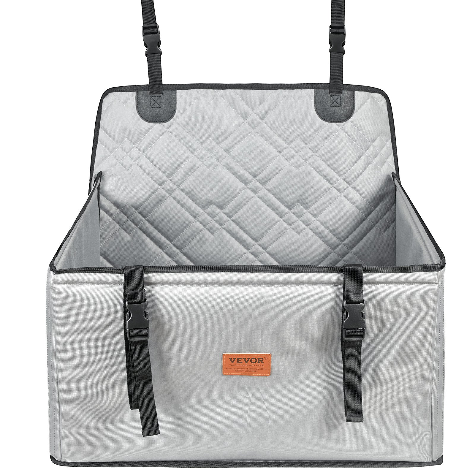VEVOR Seggiolino Auto per Cani Taglia Piccola, Media e Grande, Carico max. 18kg, Seggiolino Auto per Cani Impermeabile, Guinzaglio di Sicurezza con Clip, Letto per Auto per Animali Domestici, Grigio