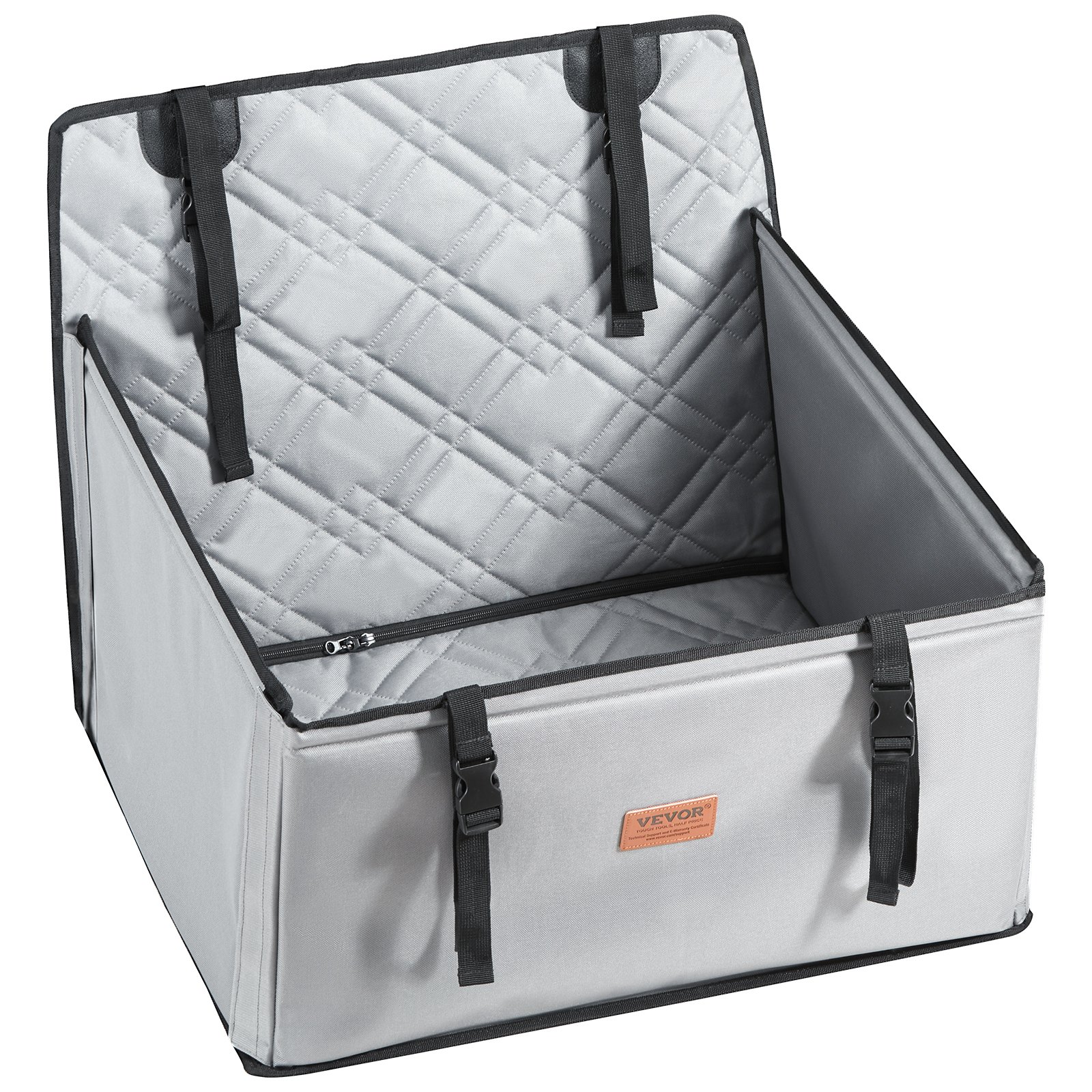 VEVOR Seggiolino Auto per Cani Taglia Piccola, Media e Grande, Carico max. 18kg, Seggiolino Auto per Cani Impermeabile, Guinzaglio di Sicurezza con Clip, Letto per Auto per Animali Domestici, Grigio