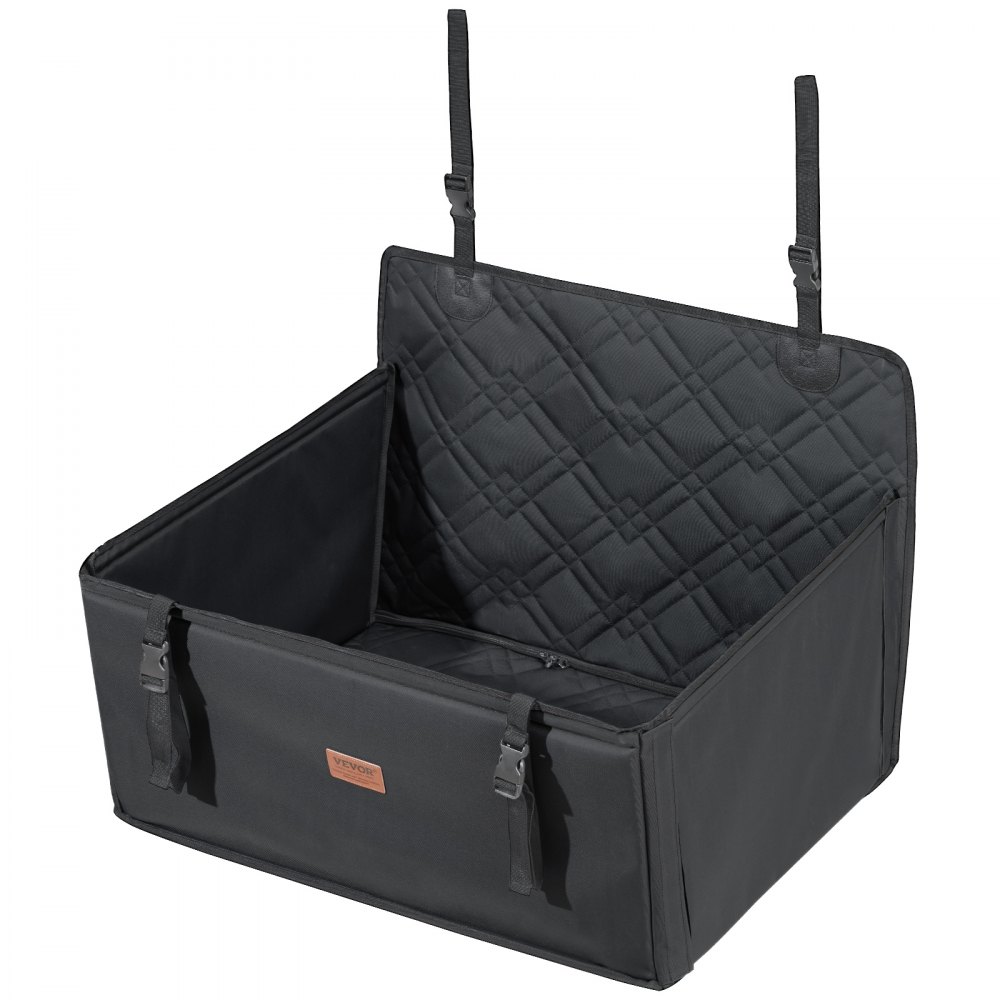 VEVOR Seggiolino Auto per Cani Taglia Piccola, Media Grande 22 kg, Rialzo per Cani Impermeabile, con Telaio di Supporto, Guinzaglio di Sicurezza a Clip, Letto per Auto per Animali Domestici, Nero