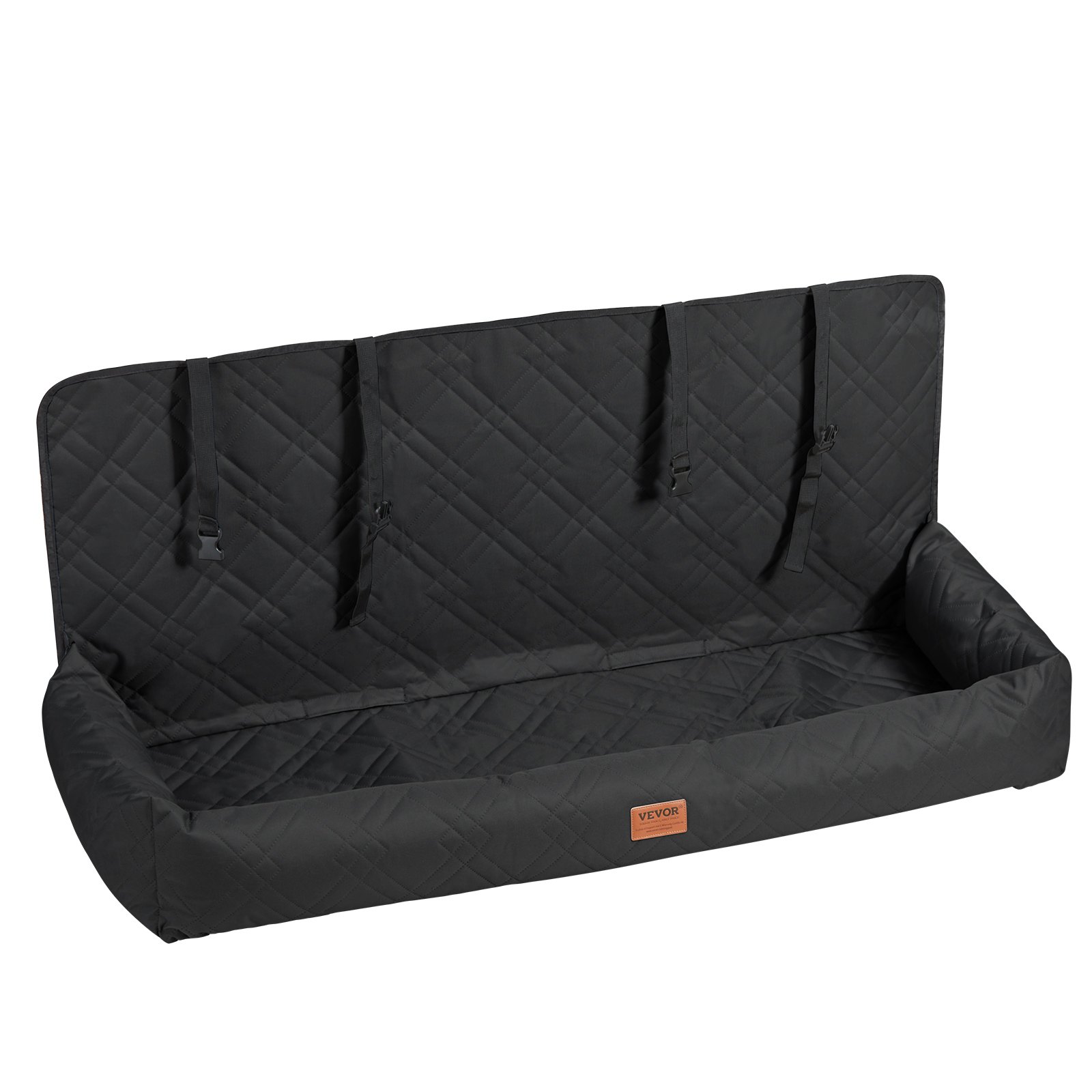 VEVOR Seggiolino Auto per Cani di Taglia Media e Grande, 45kg, Rialzo Cuscino per Cani Impermeabile, con Guinzaglio di Sicurezza a Clip, Imbottitura in Cotone PP, Cuccia per Animali Domestici, Nero