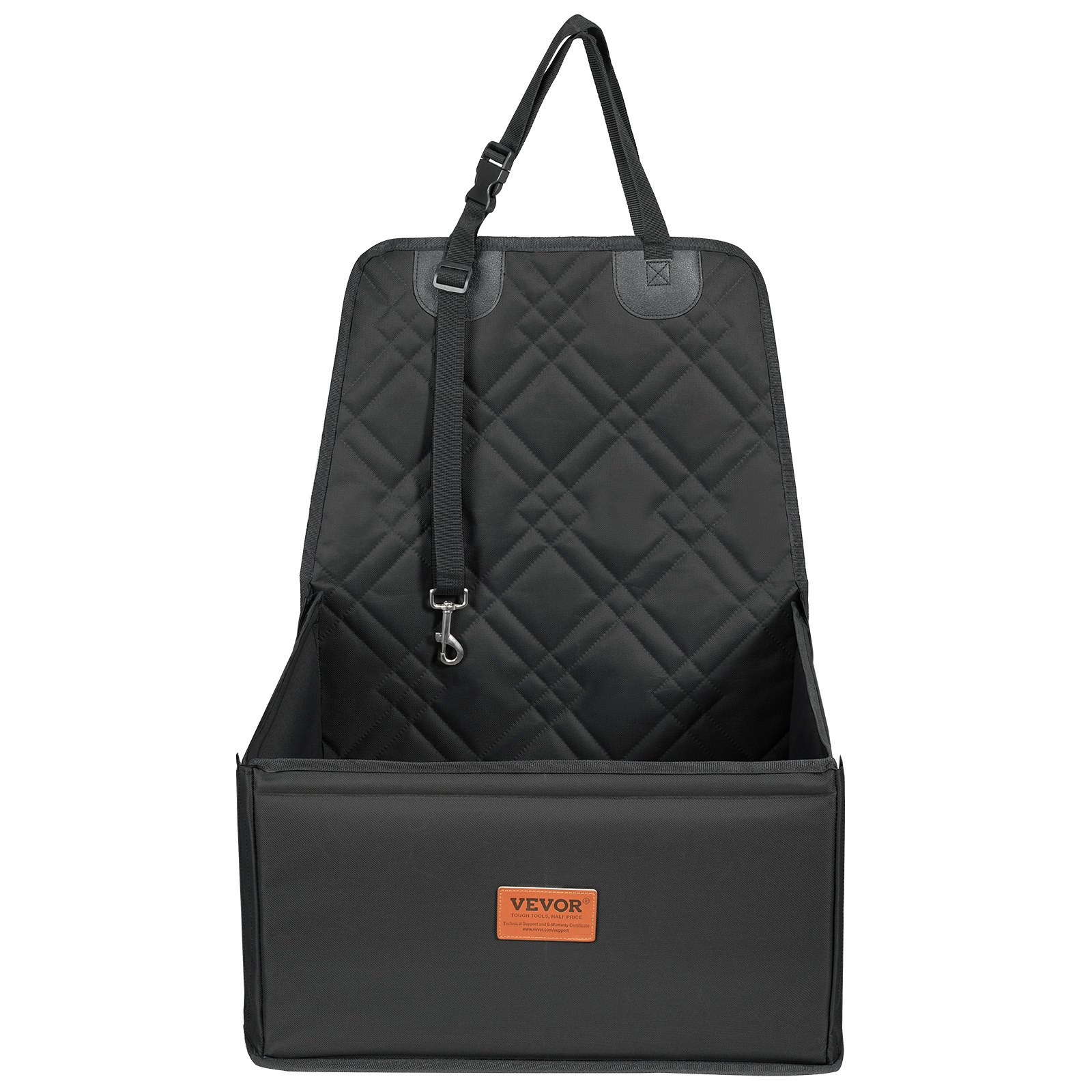 VEVOR Seggiolino Auto per Cani Piccola Taglia 12kg, Rialzo per Cani, con Telaio di Supporto, Guinzaglio di Sicurezza con Clip, Imbottitura in Cotone, Cuccia per Animali Domestici, Nero