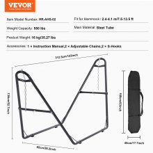 VEVOR Supporto per Amaca in Acciaio Capacità 249 kg Telaio per Amaca 2,4-4,1 m