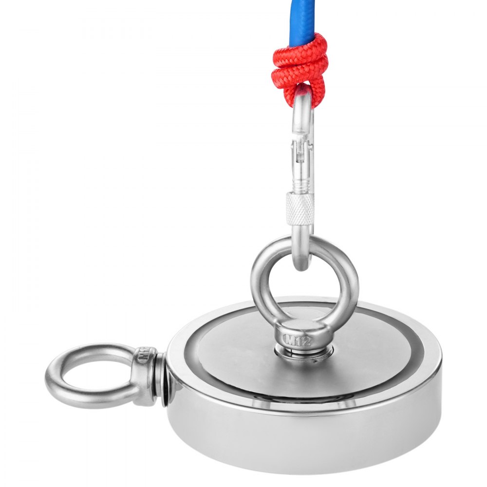 VEVOR Kit da Pesca con Magnete su Entrambi Lati da 907 kg Kit da Pesca con Magnete al Neodimio per Terre Rare, Kit da Pesca con Magnete Potente Include Rampino, Guanti, Golfare e Corda Resistente