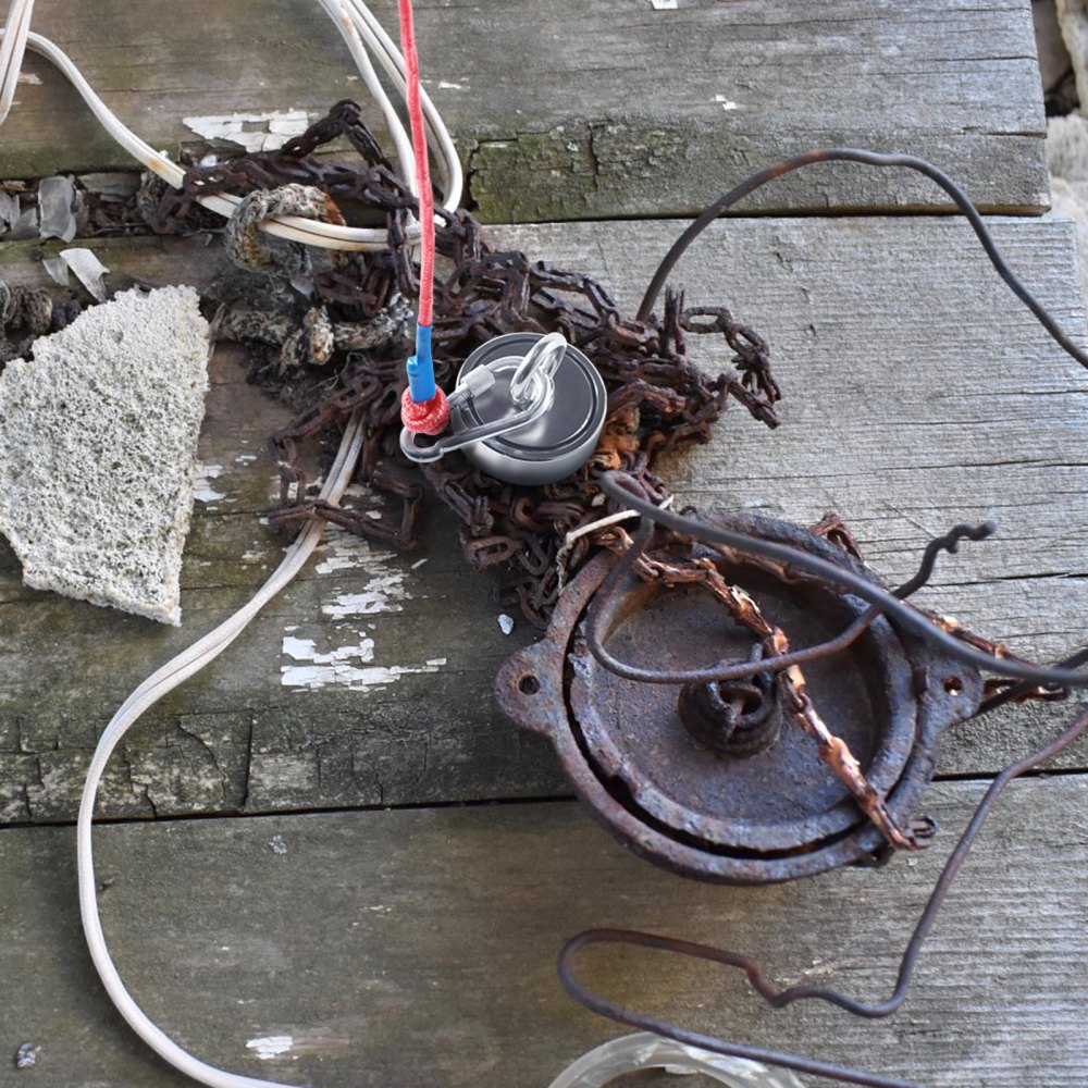 VEVOR Kit da Pesca con Magnete Bifacciale Capacità Carico max. 272x2kg in Totale, Kit da Pesca con Magnete al Neodimio con Corda, Kit di Magnete a Doppia Faccia per Pesca Caccia al Tesoro Sott'Acqua