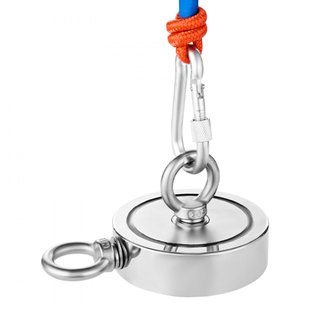 VEVOR Kit da Pesca con Magnete da 635 kg kit da Pesca con Magnete a Doppia Faccia, Kit da Pesca Magnetico al Neodimio per Terre Rare Include Rampino, Corda Resistente, Guanti, Borsa per Trasporto