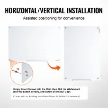 VEVOR Lavagna magnetica cancellabile a secco in vetro 120 x 80 cm, lavagna per promemoria da parete, con vassoio per pennarelli, gomma e 2 pennarelli, per ufficio scuola ristorante casa