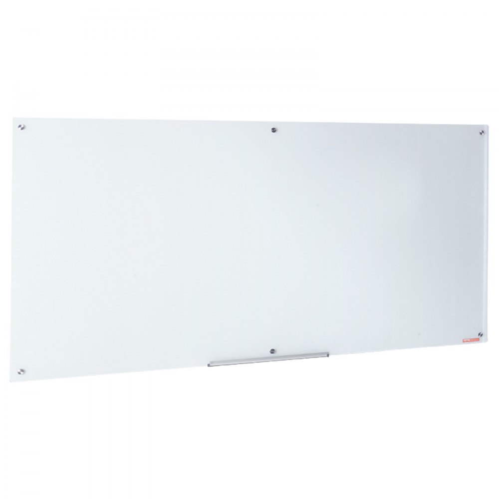 VEVOR Magnetic Glass Whiteboard, Wall-Mounted Dry Erasable Board 1829 x 915 cm, Frameless White Glass Board with Pen Tray, Eraser & 2 Pens, Magnetic Board White