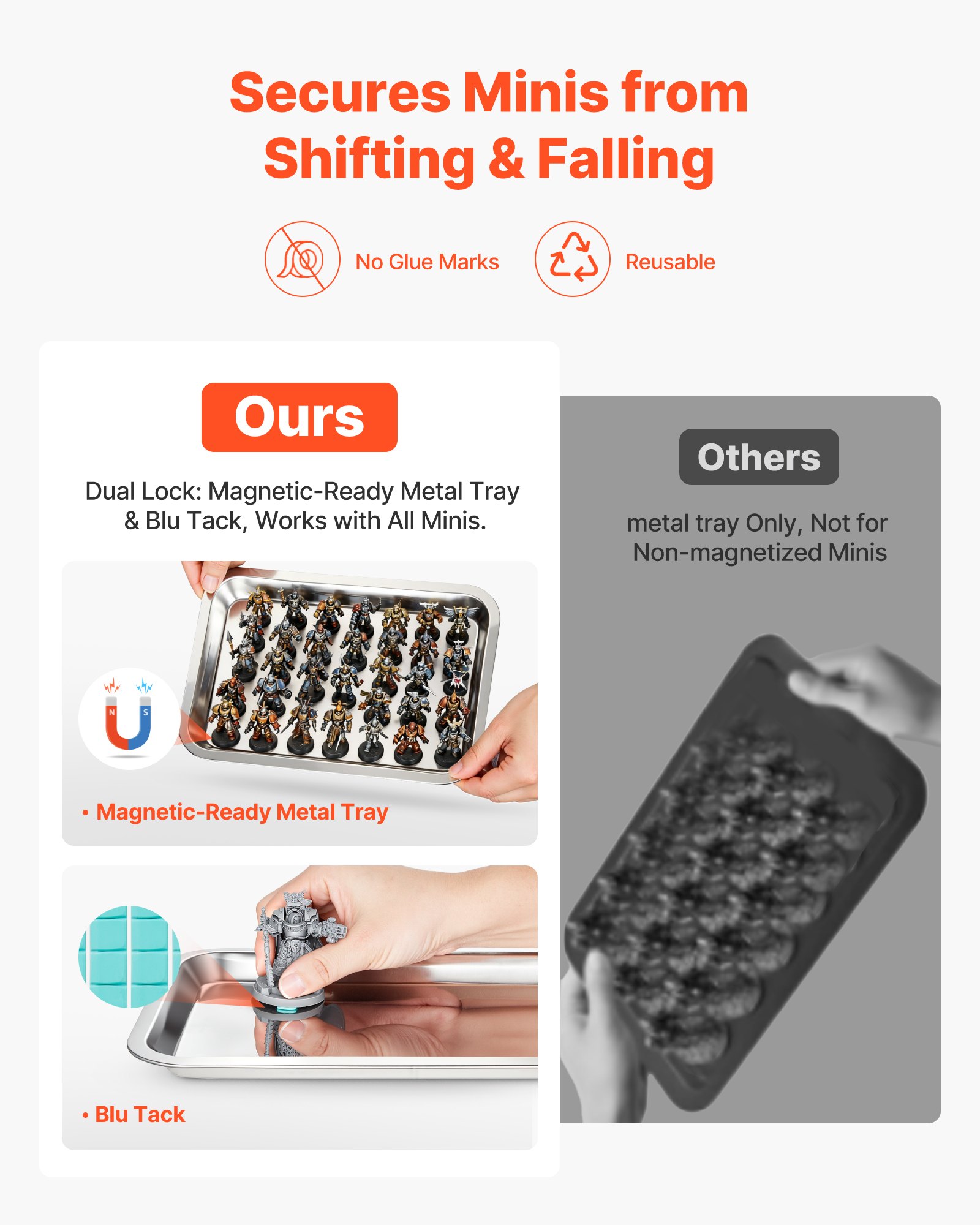 VEVOR Custodia per Miniature da 370 x 300 x 435 mm in Legno con 5 Vassoi Magnetici in Acciaio al Carbonio e 13 Slot, Custodia per il Trasporto di Miniature per Figurine e Modelli da Collezione