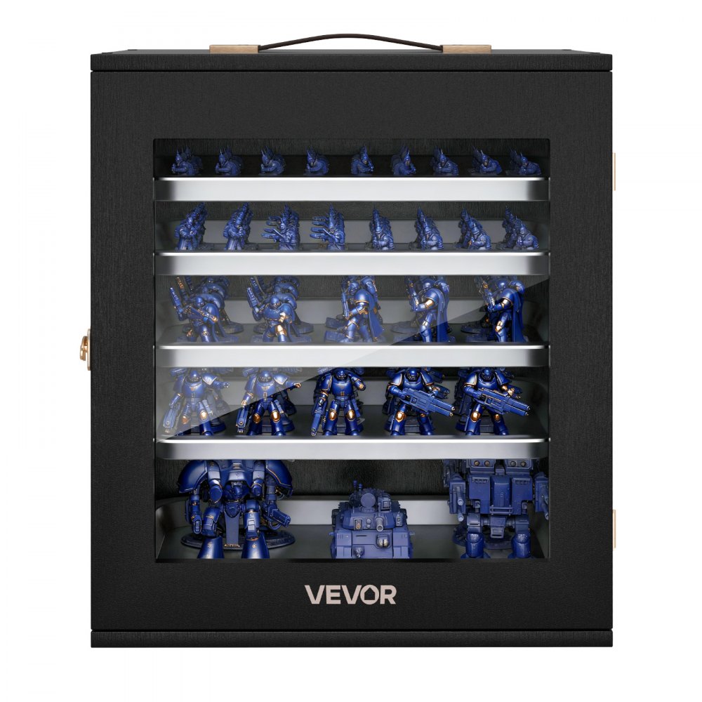 VEVOR Custodia per Miniature da 323 x 242 x 392 mm in Legno con 5 Vassoi Magnetici in Acciaio al Carbonio e 11 Slot, Custodia per il Trasporto di Miniature per Figurine e Modelli da Collezione