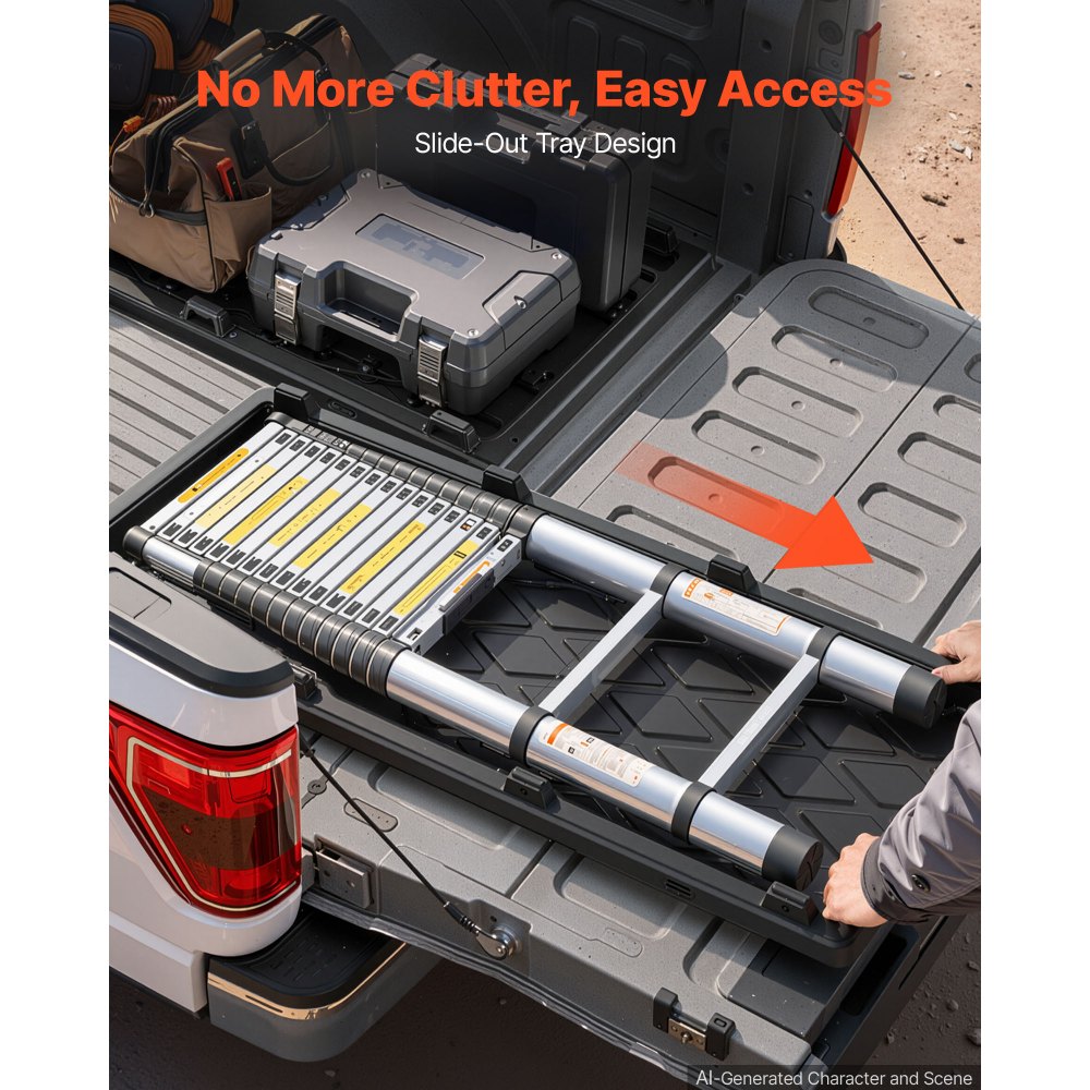 VEVOR Vassoio Estraibile per Cassone di Camion Pick-up Carico 226,8 kg Pianale Scorrevole per Cassone, in HDPE, Facile Accesso dal Portellone Posteriore, Organizer per Utensili, Valigie, Pacchi